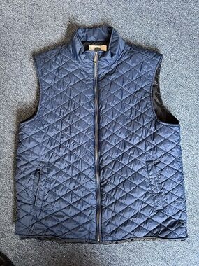 Weatherproof Quilted Navy Men's Vest with Stand Collar